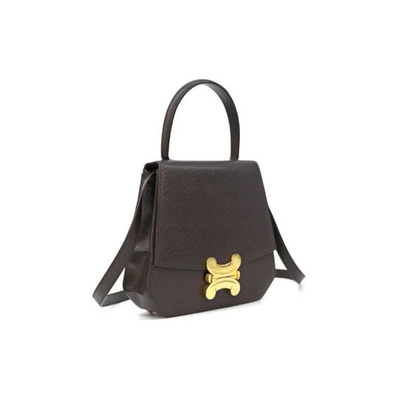 CELINE Brown Triope Top Handle Bag A-A17395 - Picture 2 of 11